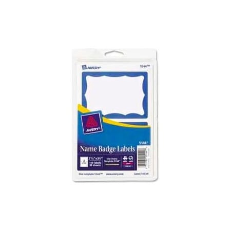 Avery® Name Badge Labels, 2-11/32 X 3-3/8, Blue Border, 100 Labels/Pack